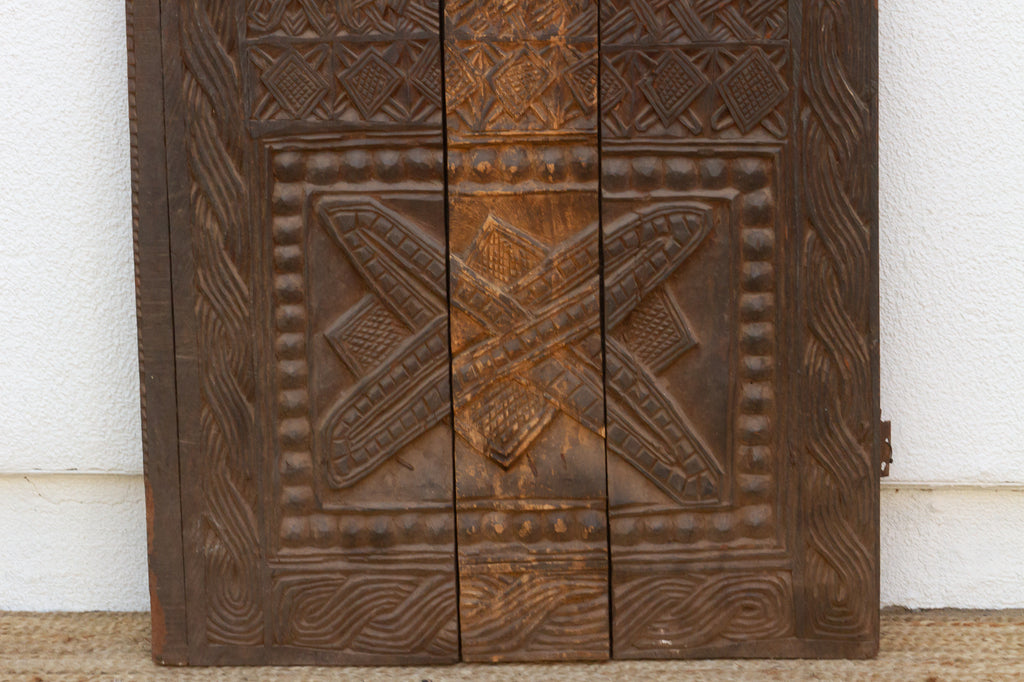 Antique Knot & Lattice Carved Igbo Door