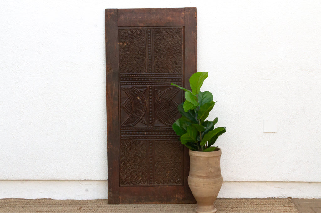 Antique Onwa Moon Medallion Carved Door