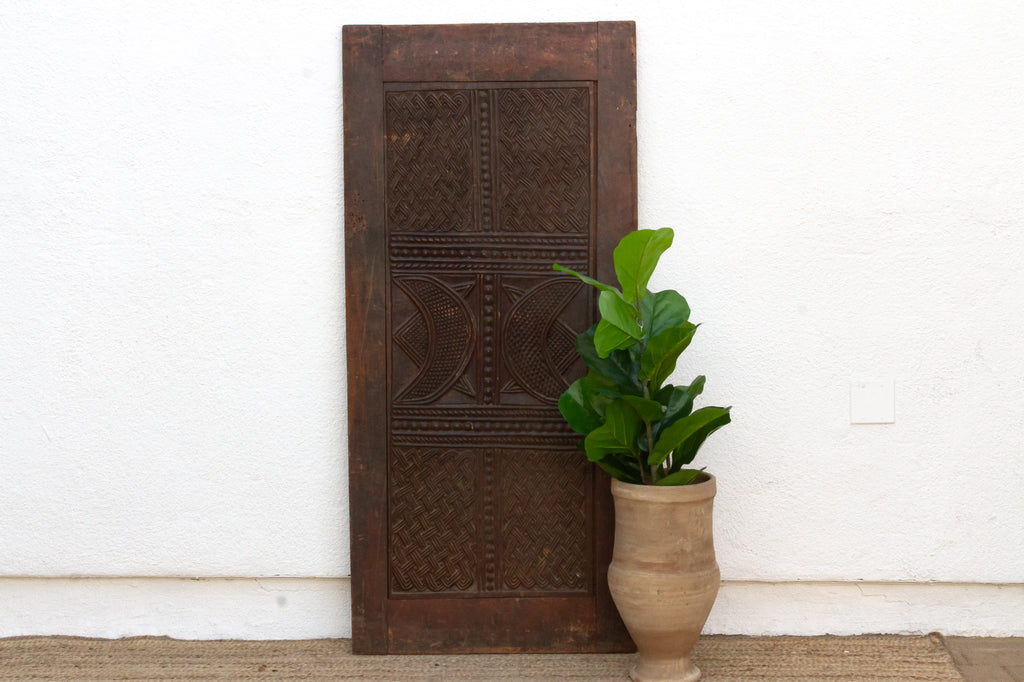 Antique Onwa Moon Medallion Carved Door