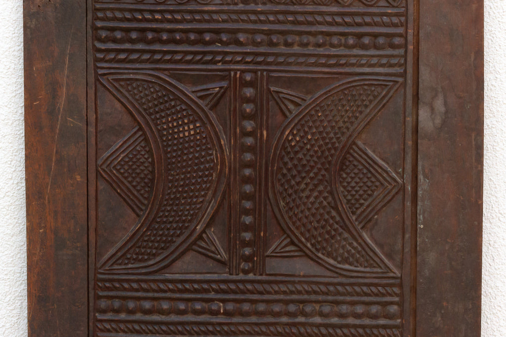 Antique Onwa Moon Medallion Carved Door