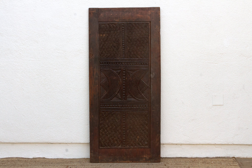 Antique Onwa Moon Medallion Carved Door