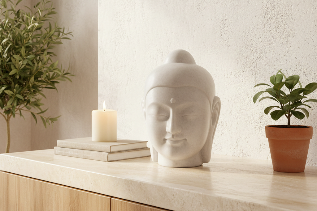 Handcarved White Marble Buddha