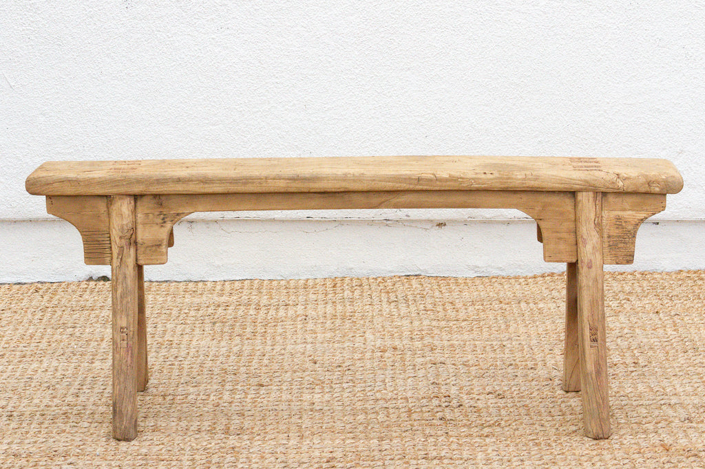 Rustic Bleached Wood Slim Bench