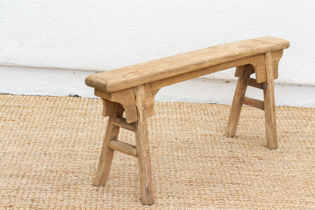 Rustic Bleached Wood Slim Bench