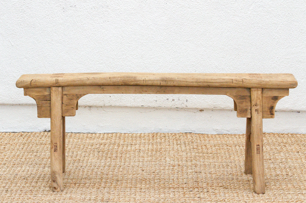 Rustic Bleached Wood Slim Bench