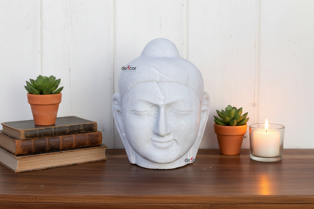 Pure White Marble Mediating Buddha