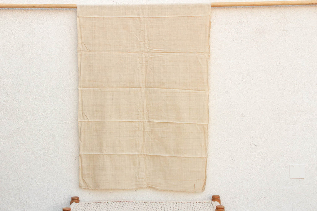 Organic Peace Silk Throw, Natural Grid (Trade)
