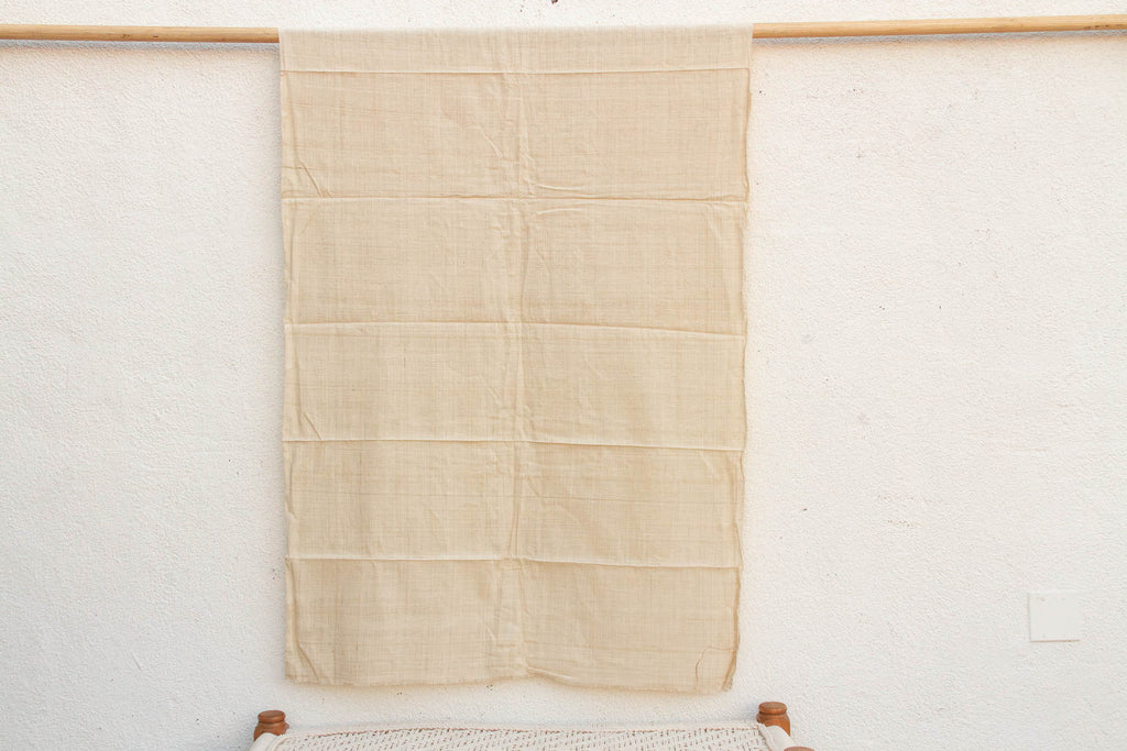 Organic Peace Silk Throw, Natural Grid (Trade)