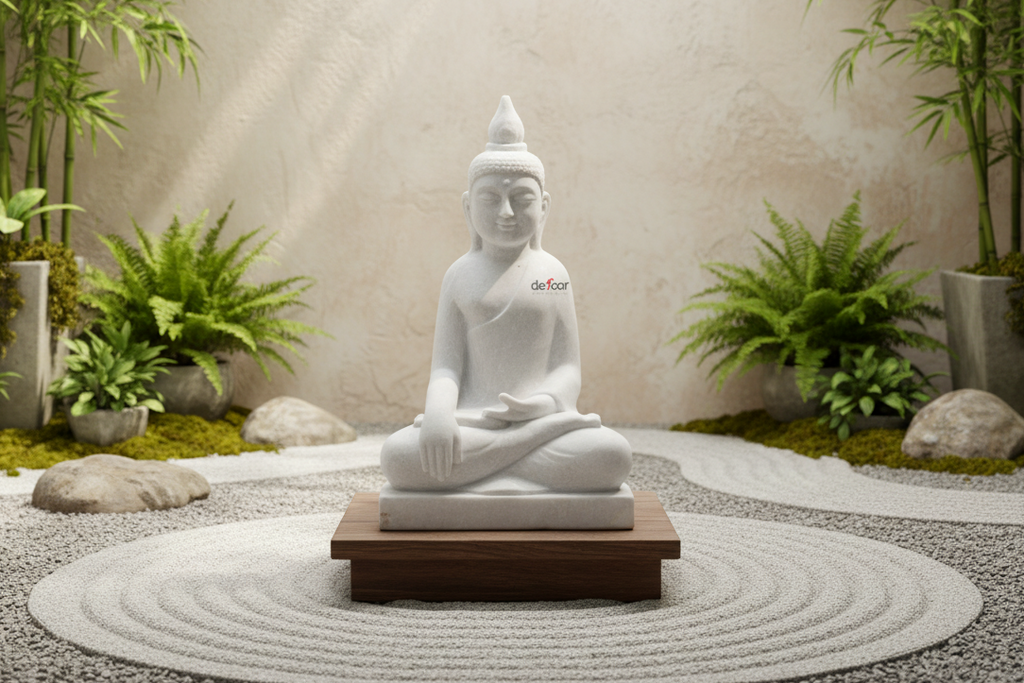 Tall Burmese Vayrasana Marble Buddha