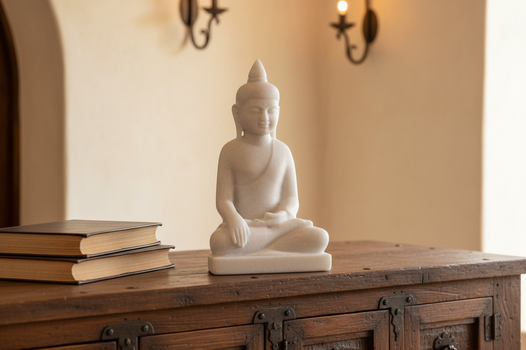 White Marble Burmese Sitting Buddha