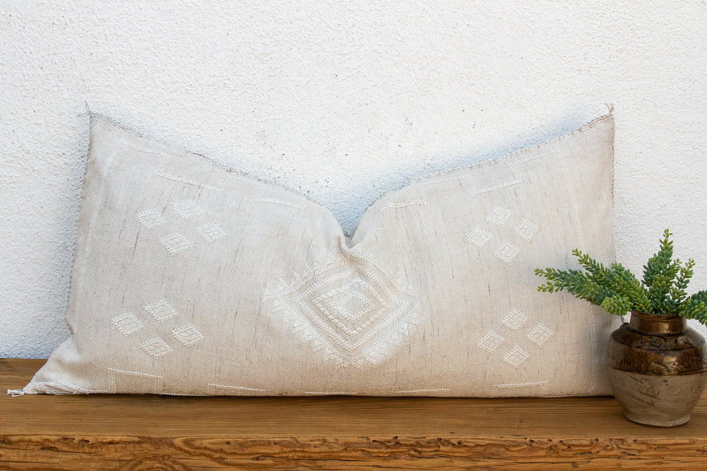 Linen Tail Oversized Lumbar Moroccan Pillow