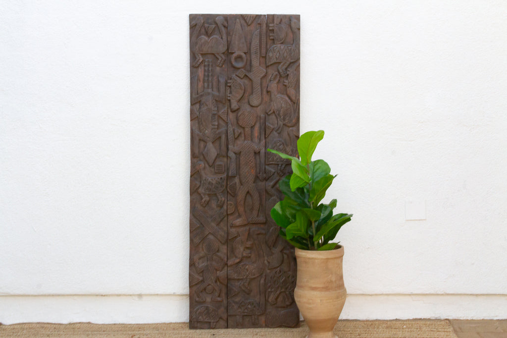 Mid-Century Carved Nupe Guardian Door Panel (Trade)
