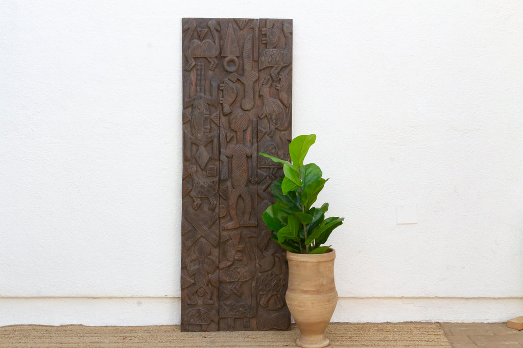 Mid-Century Carved Nupe Guardian Door Panel (Trade)