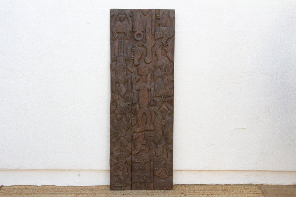 Mid-Century Carved Nupe Guardian Door Panel (Trade)