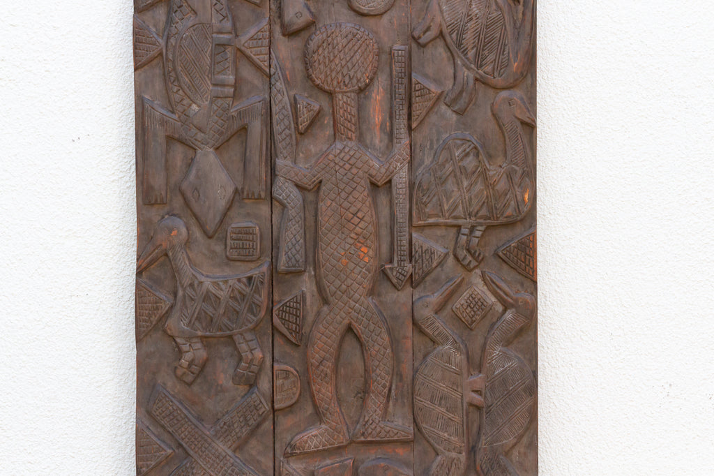 Mid-Century Carved Nupe Guardian Door Panel (Trade)