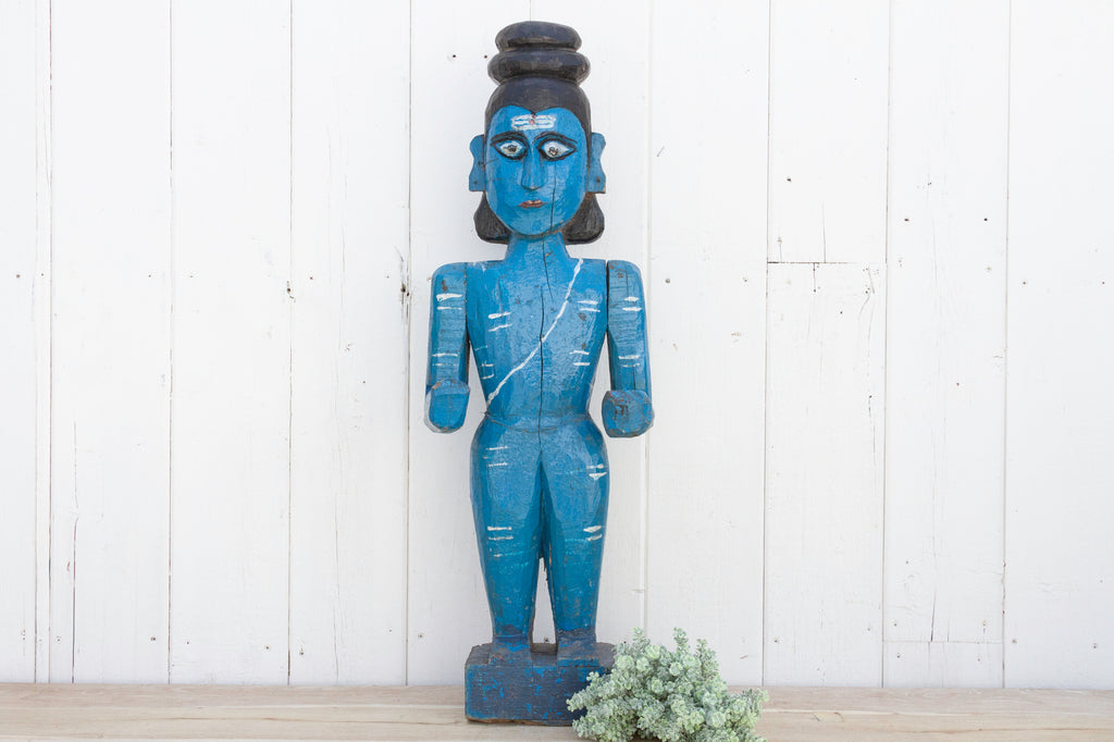 Antique Blue Ceremonial Shiva Statue