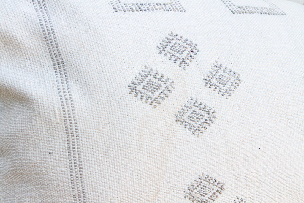 Pale White Diamond Oversized Lumbar Moroccan Pillow