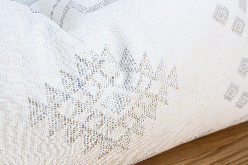 Pale White Diamond Oversized Lumbar Moroccan Pillow