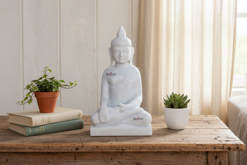 Table Top Pure White Marble Buddha