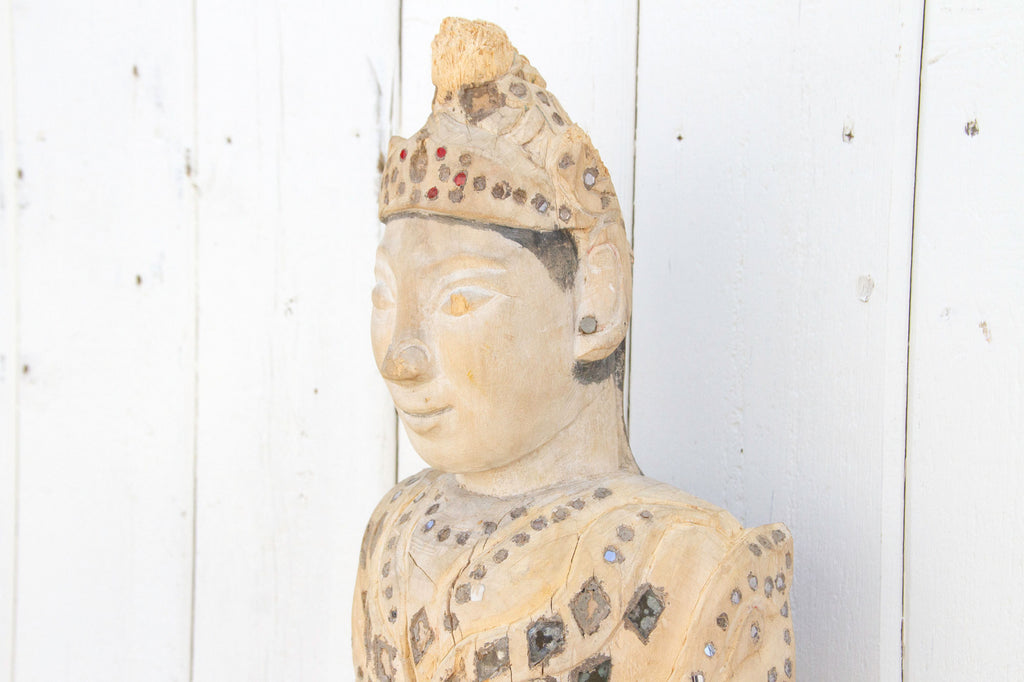 Antique Rangoon Bleached Kneeling Buddha
