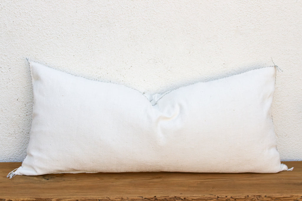 Pale White Diamond Oversized Lumbar Moroccan Pillow