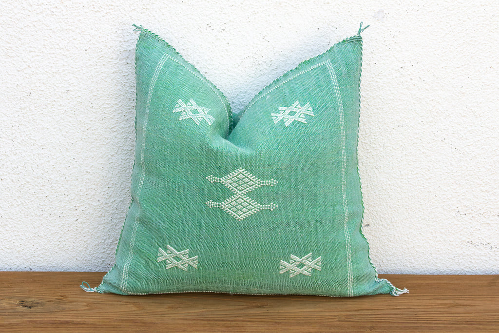Aqua Trail Cactus Silk Moroccan Pillow