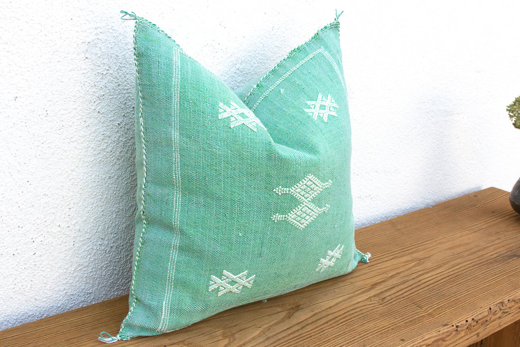 Aqua Trail Cactus Silk Moroccan Pillow