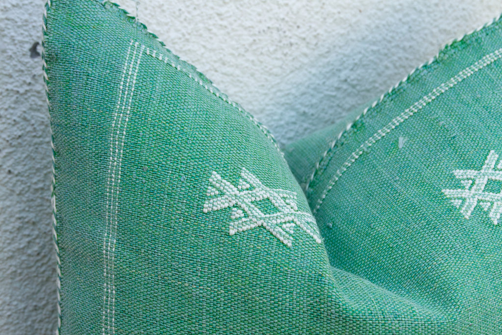 Aqua Trail Cactus Silk Moroccan Pillow