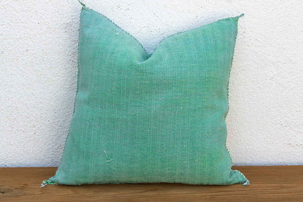 Sage Diamond Cactus Silk Moroccan Pillow