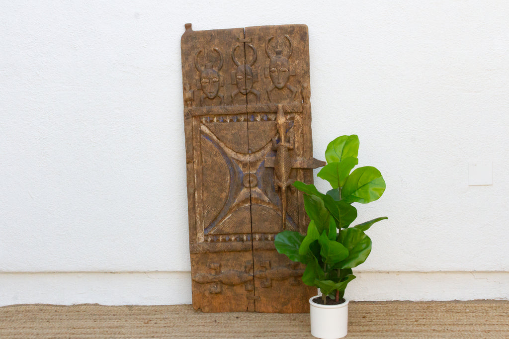 Antique African Senufo Masked Crocodile Shutter