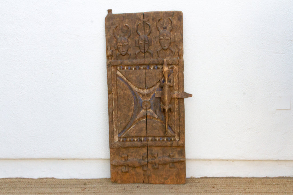 Antique African Senufo Masked Crocodile Shutter
