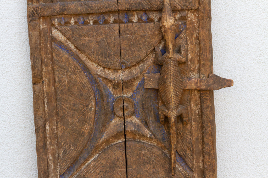 Antique African Senufo Masked Crocodile Shutter