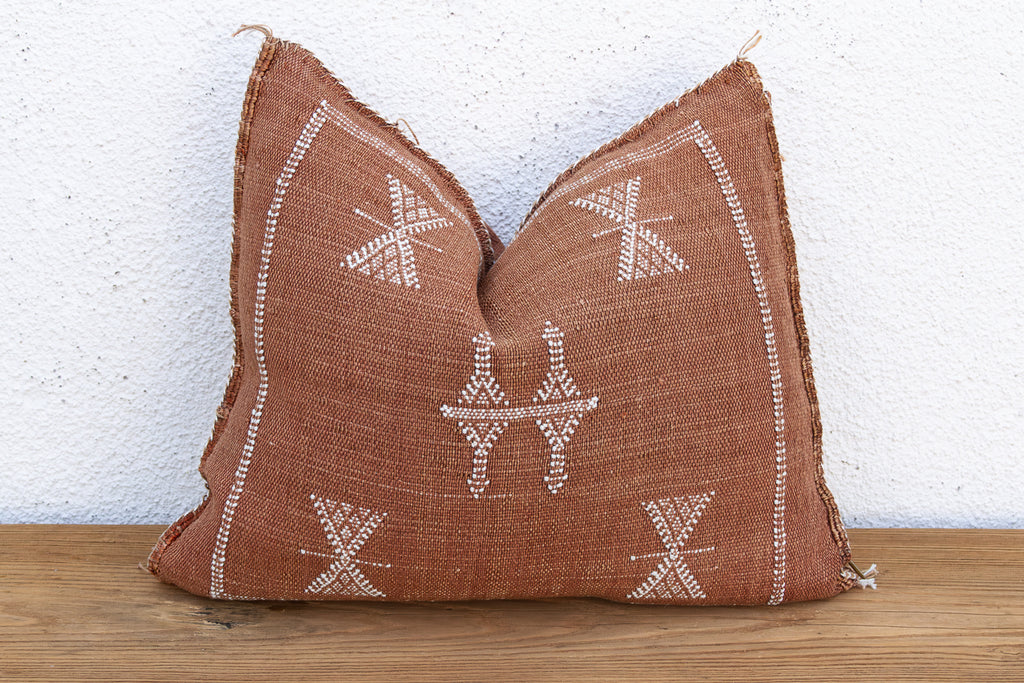 Rust Sentinel Cactus Silk Moroccan Pillow