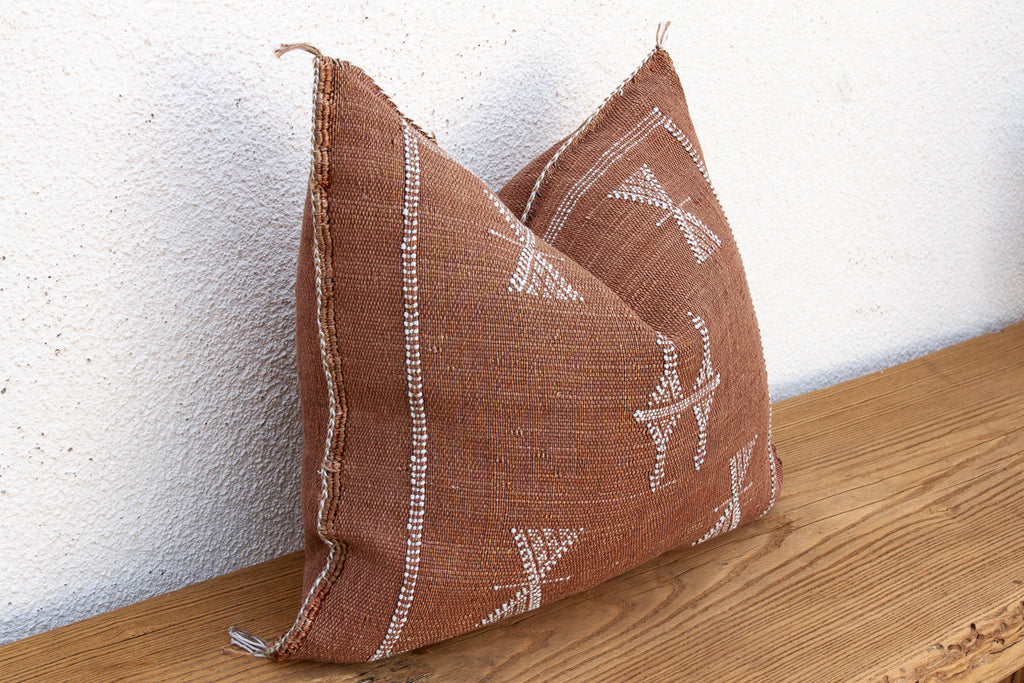 Rust Sentinel Cactus Silk Moroccan Pillow