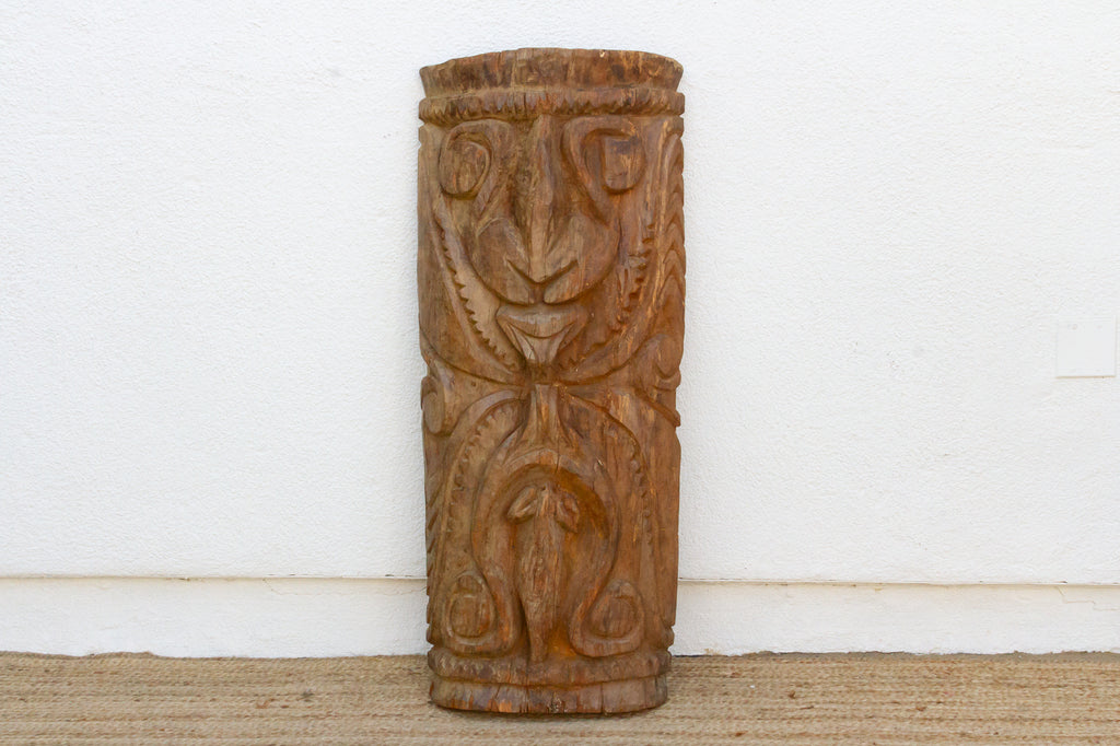 Carved Wooden Māori Poupou Guardian Post