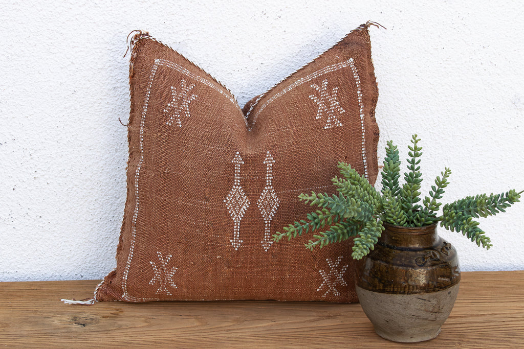 Rusted Column Cactus Silk Moroccan Pillow
