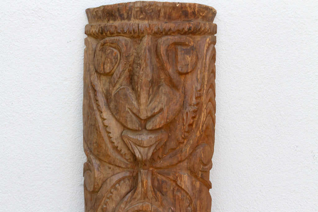 Carved Wooden Māori Poupou Guardian Post