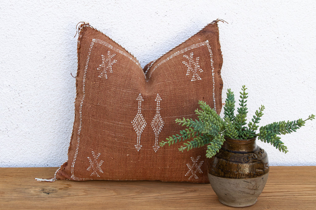 Rusted Column Cactus Silk Moroccan Pillow