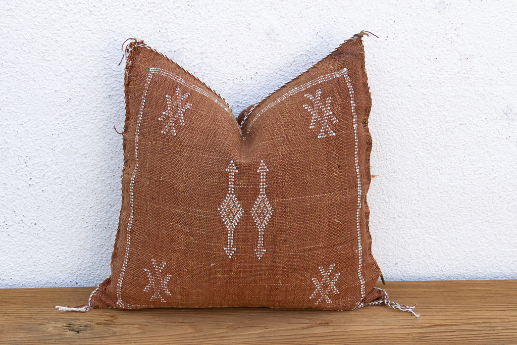 Rusted Column Cactus Silk Moroccan Pillow