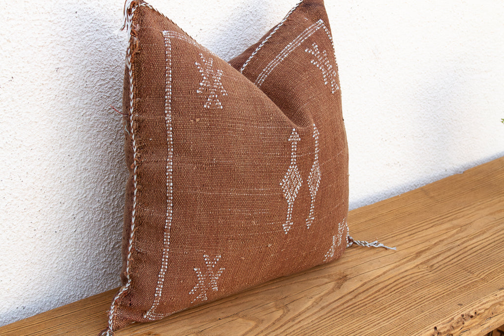 Rusted Column Cactus Silk Moroccan Pillow