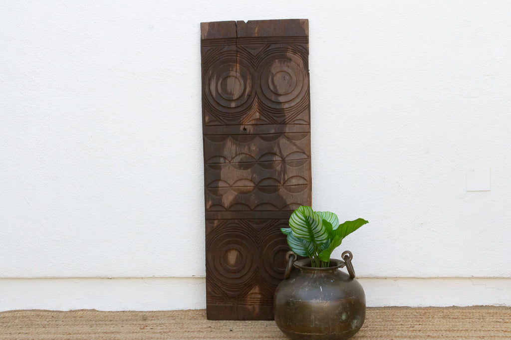 Dark Sun & Moon African Carved Panel