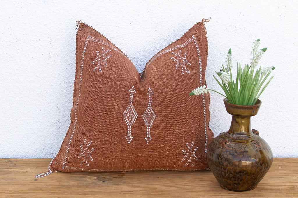 Clay Diamond Cactus Silk Moroccan Pillow (Trade)