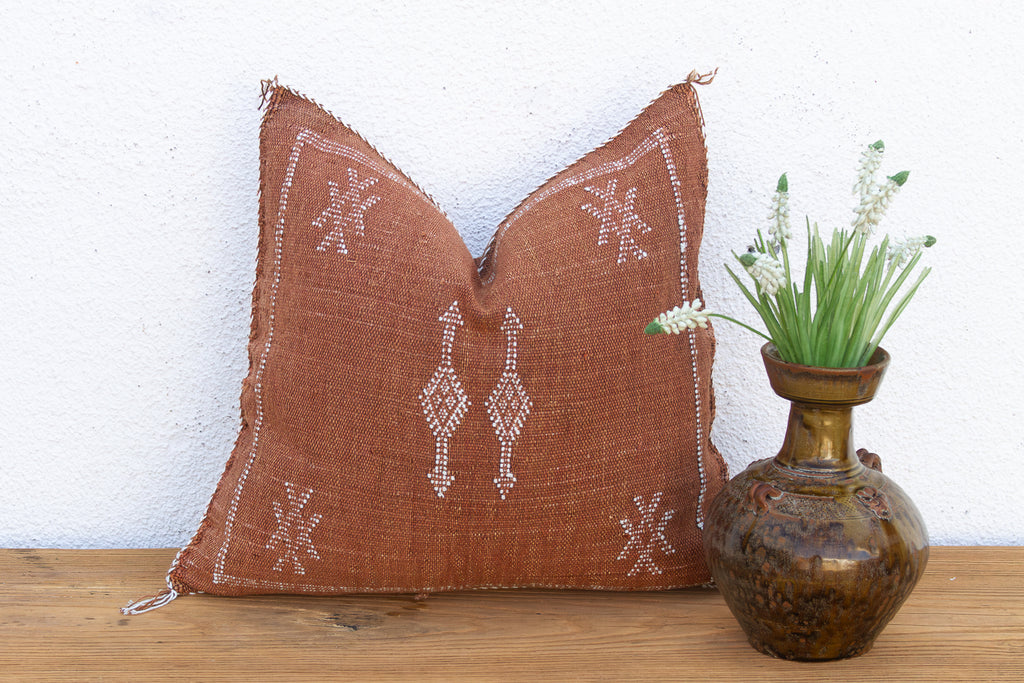 Clay Diamond Cactus Silk Moroccan Pillow (Trade)