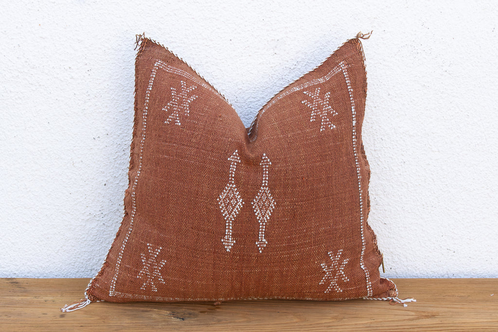 Clay Diamond Cactus Silk Moroccan Pillow (Trade)