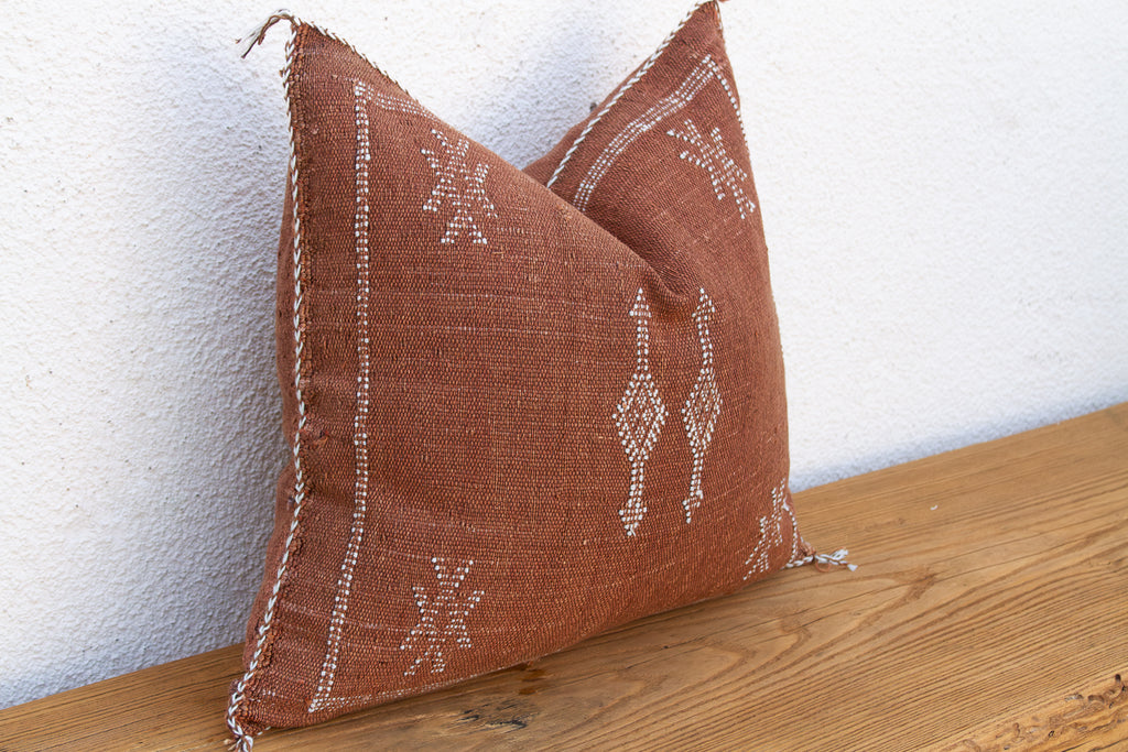 Clay Diamond Cactus Silk Moroccan Pillow (Trade)