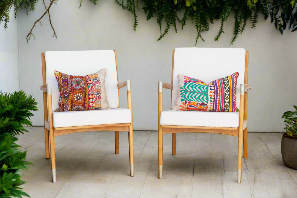 Pair of Vintage Style Bleached Living Room Chairs