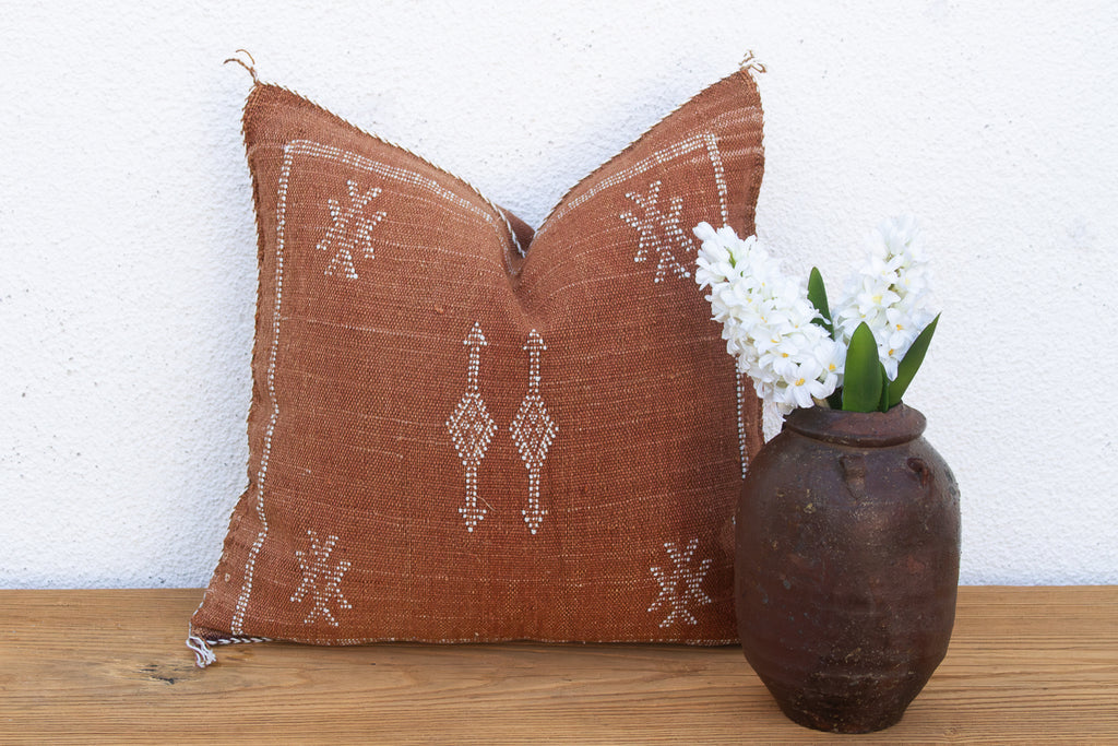 Rusted Lantern Cactus Silk Moroccan Pillow
