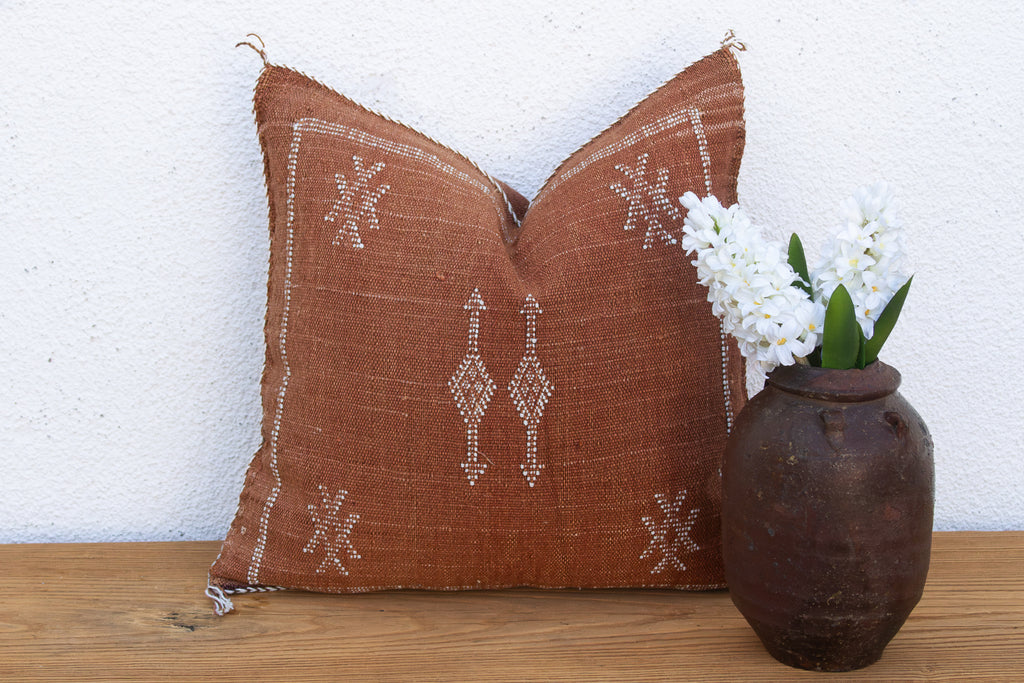 Rusted Lantern Cactus Silk Moroccan Pillow