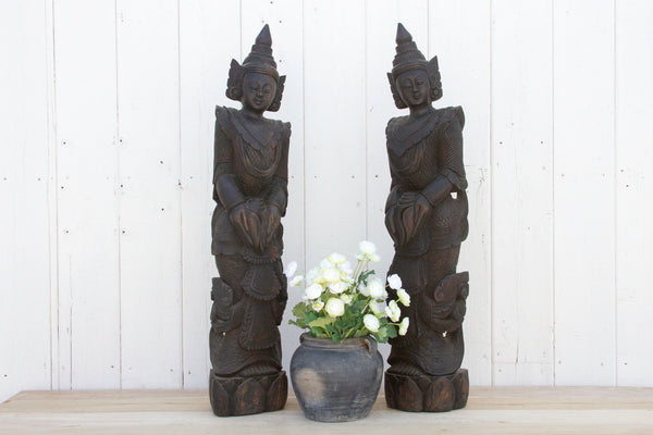 Set of Two, Stunning Bali Carved Statues