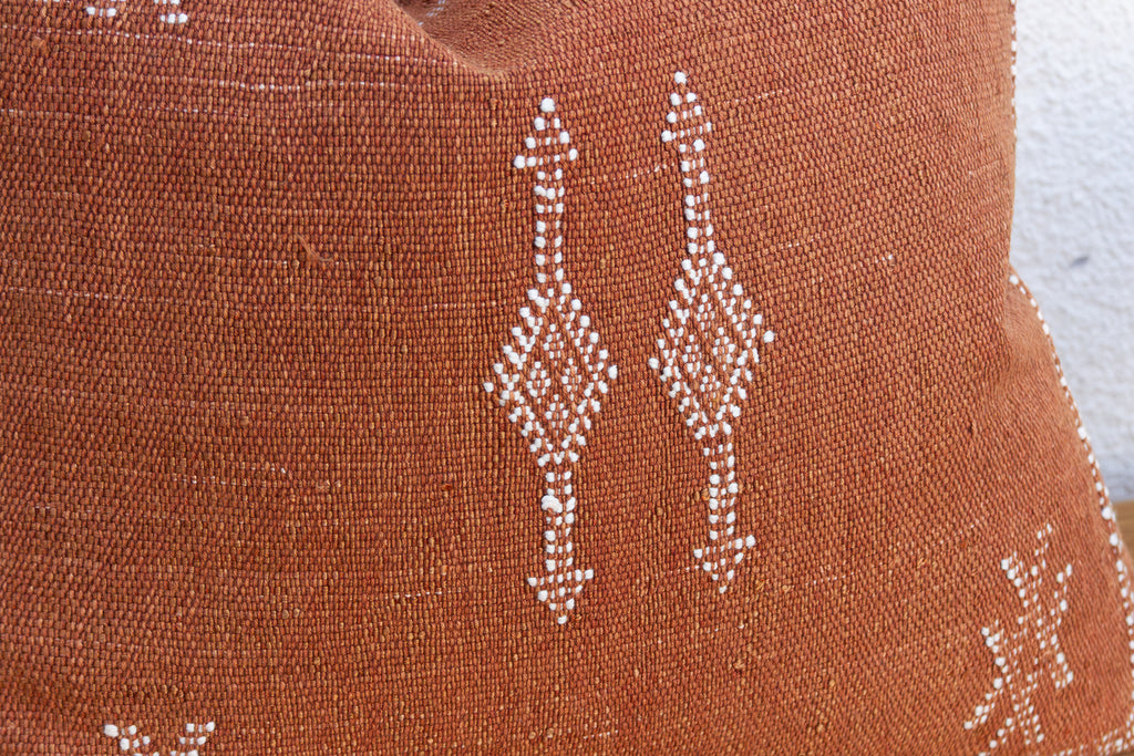 Terracotta Vertical Cactus Silk Moroccan Pillow (Trade)